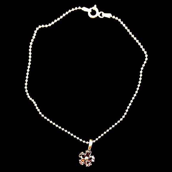 Anklet 925 Sterling Silver Chain and Flower Charm - Picture 6 of 6